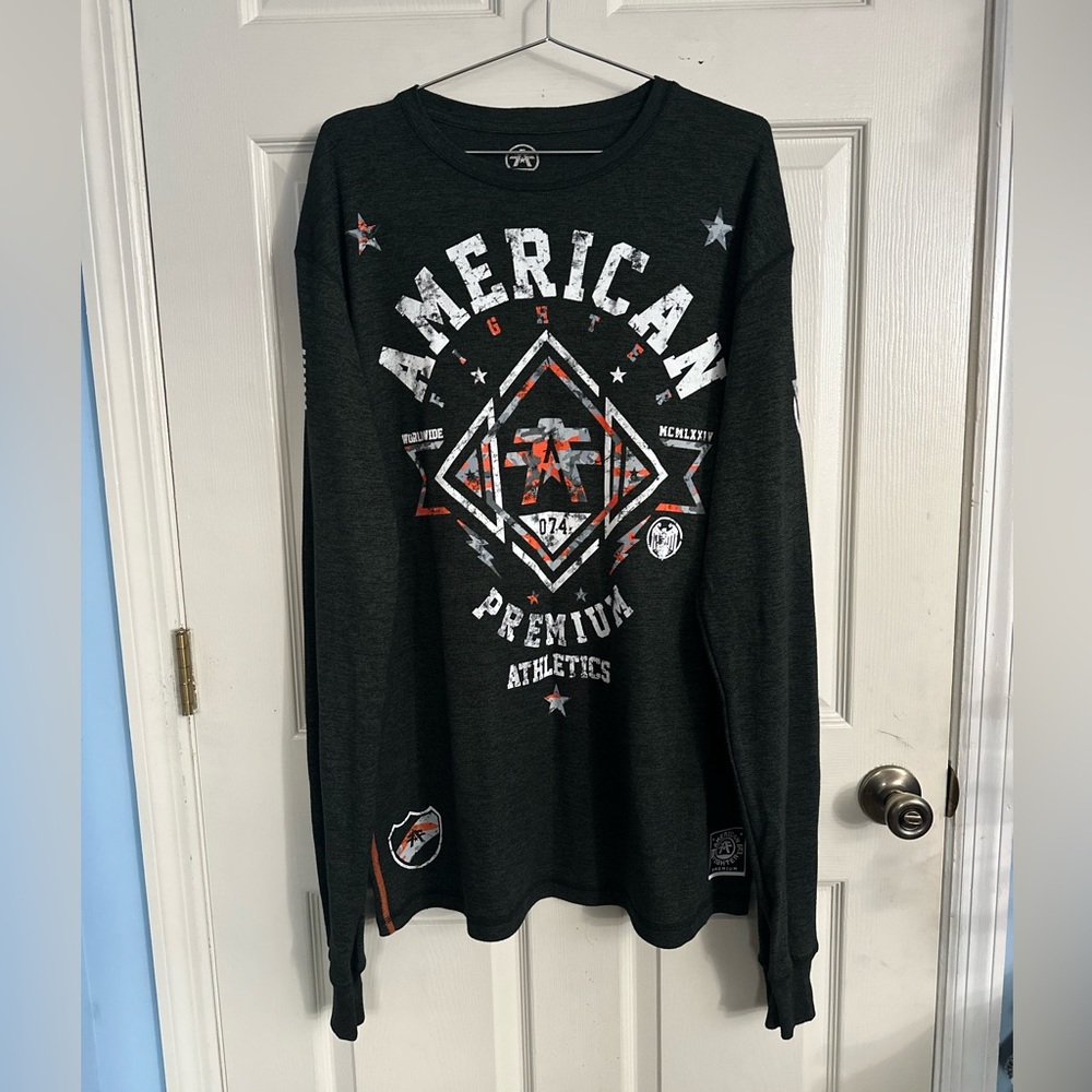 Buckle American Fighter Premium Long Sleeve Shirt Men’s 3XL Athletic Waffle Knit